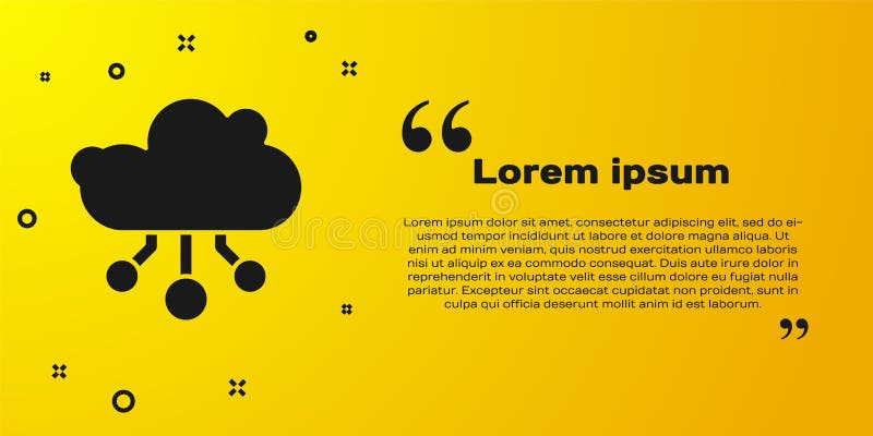 Black Internet of things icon isolated on yellow background. Cloud computing design concept. Digital network connection stock illustration