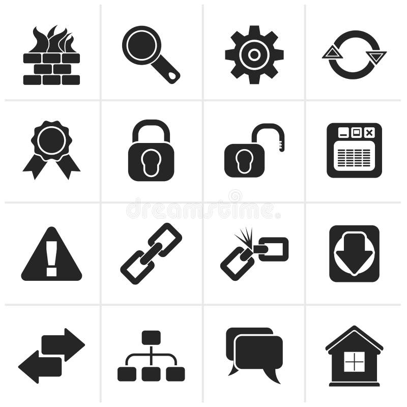 Black Internet and web site icons vector illustration