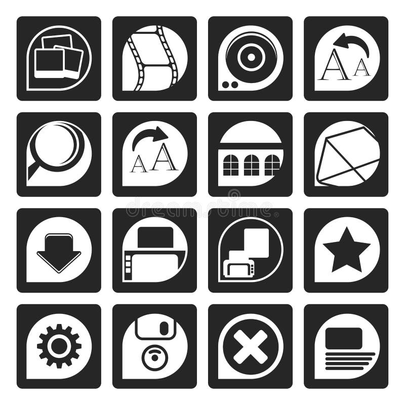 Black Internet and Website Icons stock illustration