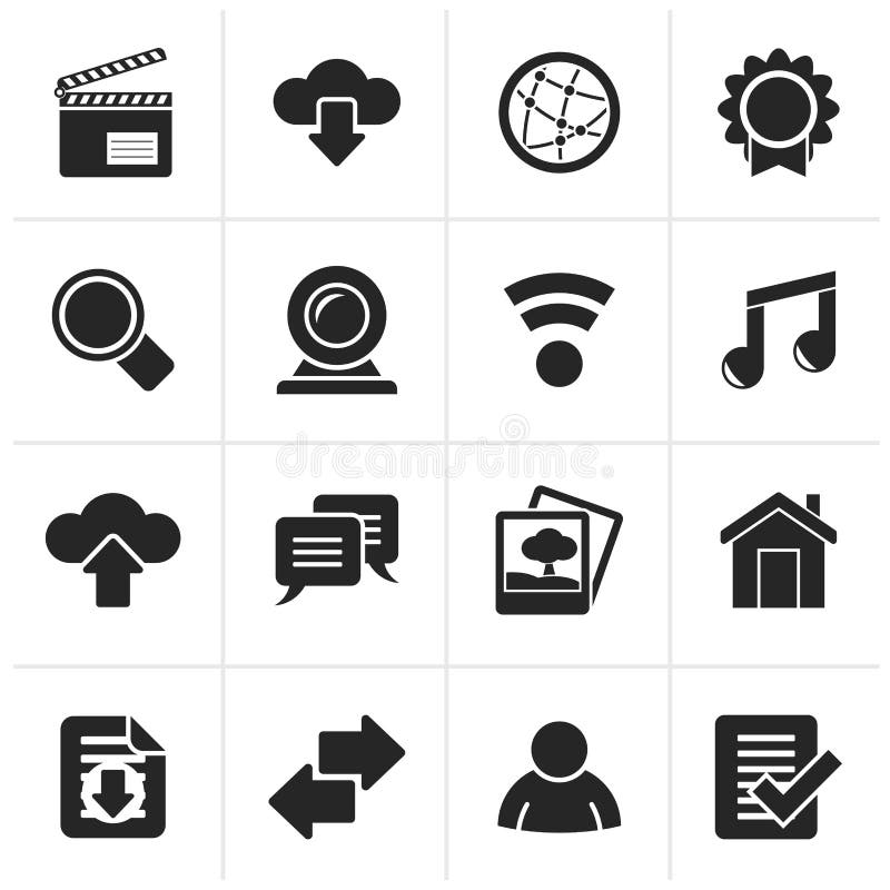 Black Internet and website icons stock illustration