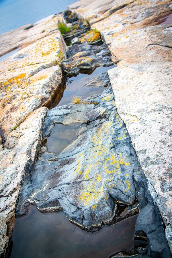 Black Intrusive Igneous Basalt Rock at Schoodic Point in Acadia