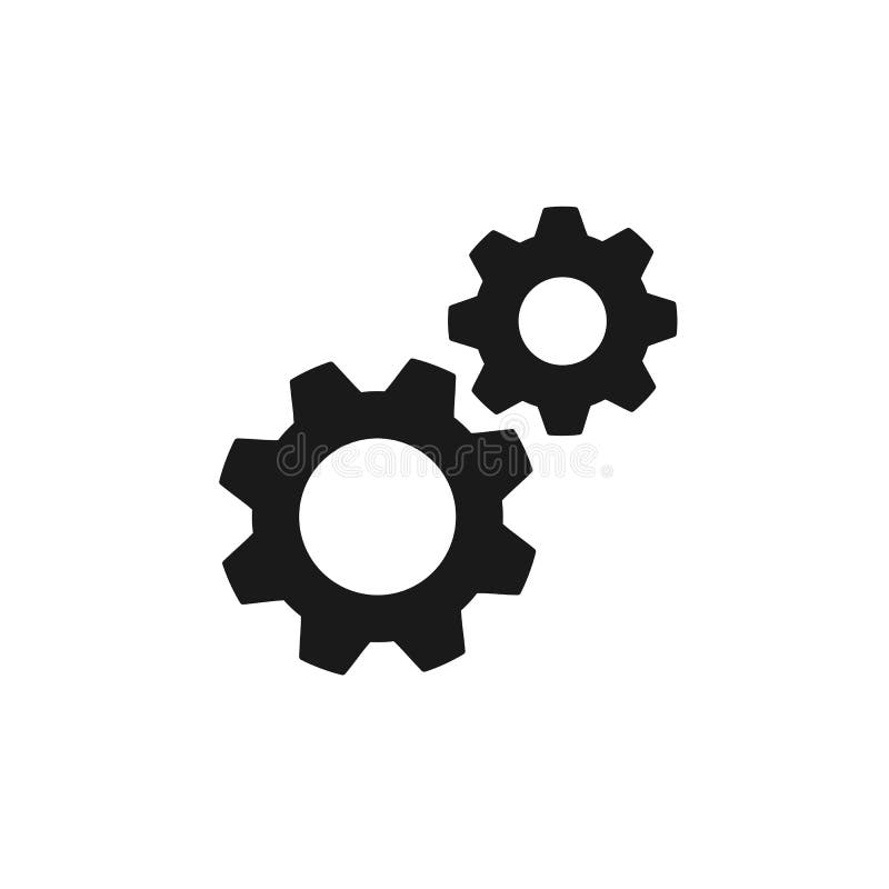 Cogwheel Gear Mechanism. Black silhouette gears on a white