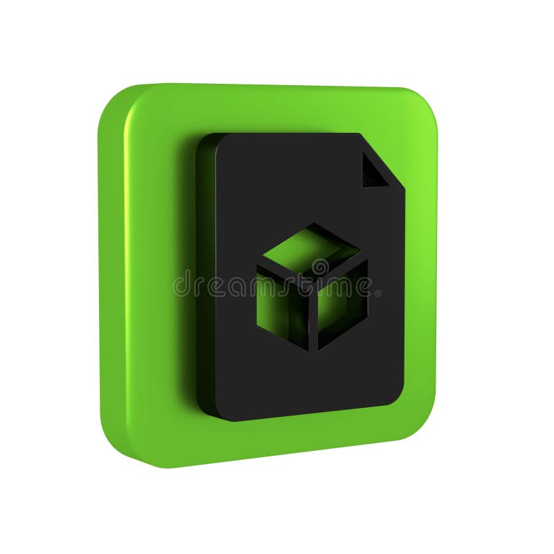 Black Isometric Cube File Icon Isolated on Transparent Background ...