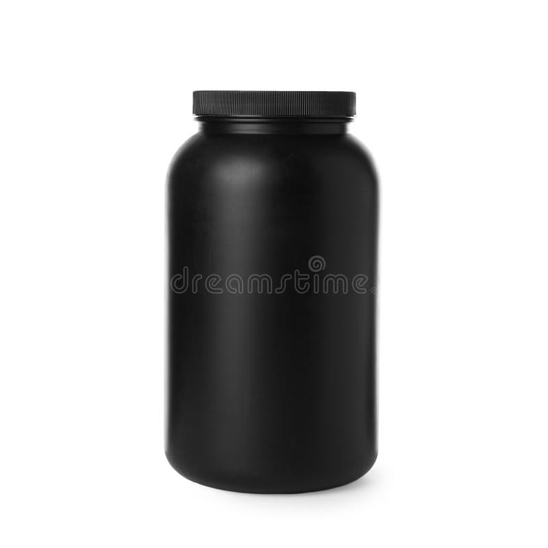 Black Jar with Protein Powder on White Stock Image Image of breakfast