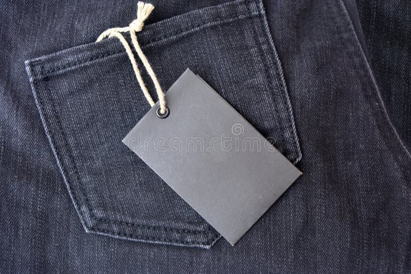 Black jeans with blank tag stock image. Image of fabric - 70439703