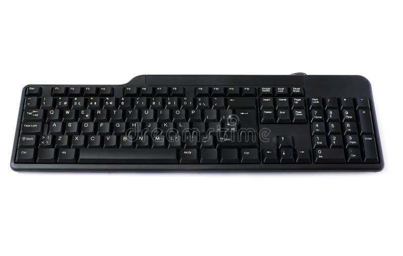 Black Keyboard Isolated Over White Background Stock Image - Image of
