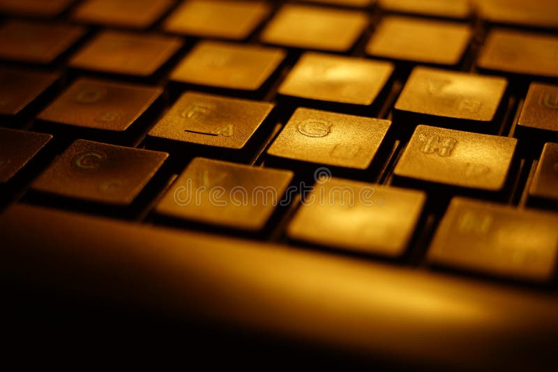 Black Keyboard Lit Orange Light, Macro Photo Stock Photo - Image of button, 164812004