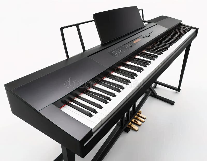 A black keyboard with a white keyboard stand royalty free illustration.