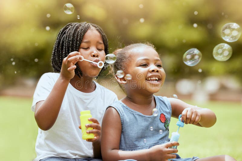 Blowing Bubbles, Family Portrait and Happy at Park, Bonding and Having ...