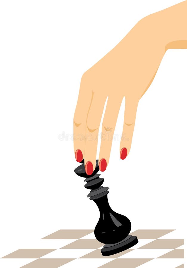 Black king chess in female hand