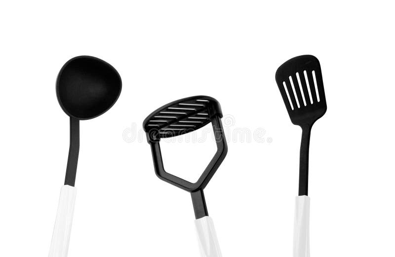 Black Kitchen Utensils Isolated On White Stock Photo Image of