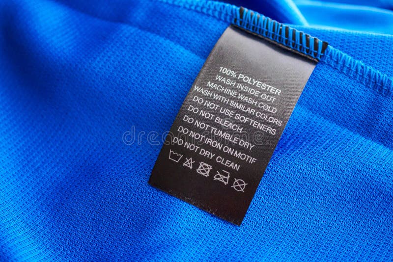 Black Laundry Care Washing Instructions Clothes Label On Blue Jersey ...