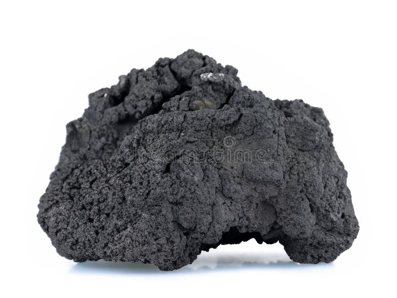 Cărbune negru de lavă izolat pe fond alb stock illustration