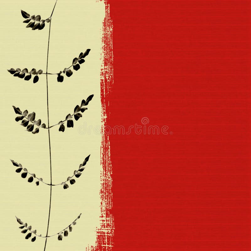 Black leaf on red box background