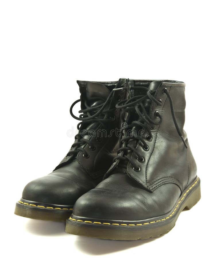 Black leather boots royalty free stock photos