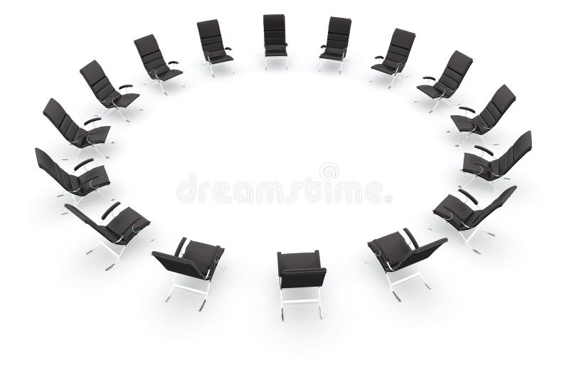 Black leather chairs in circle royalty free illustration