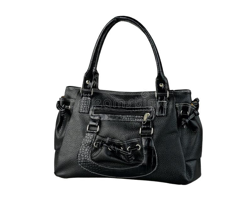 Black woman leather handbag isolated on white