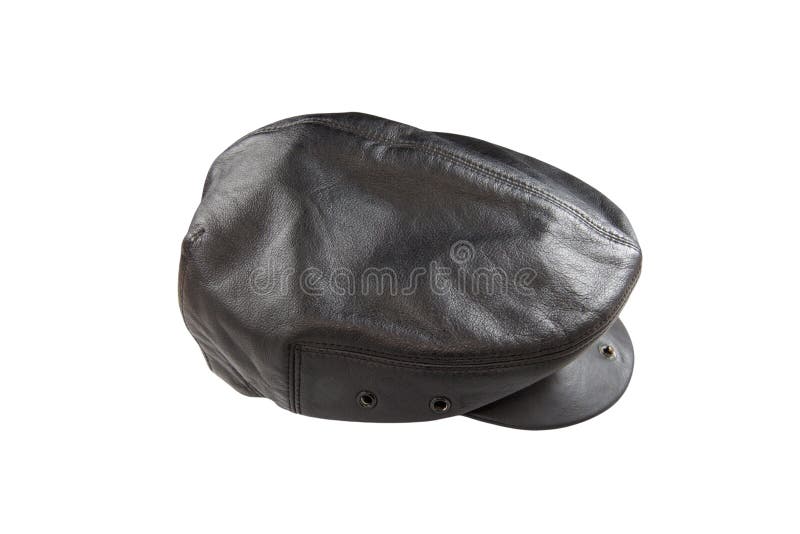 Black Leather Hat Isolated on White Stock Image - Image of object ...