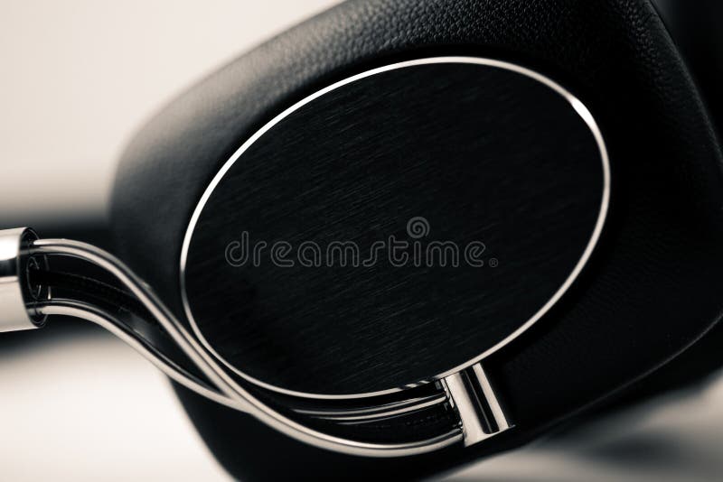 Black Leather Headphones on a White Background Stock Photo Image of