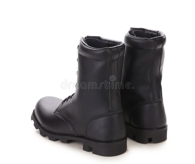 Black high leather boots. stock image. Image of isolated 41292555