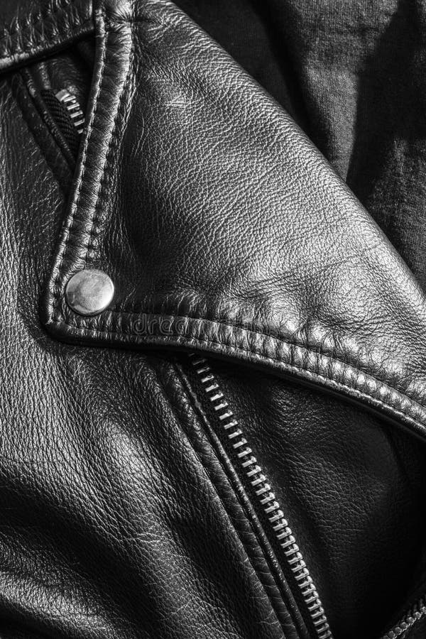 Black Leather Jacket Close Up Stock Photo - Image of motorcycle, rock ...