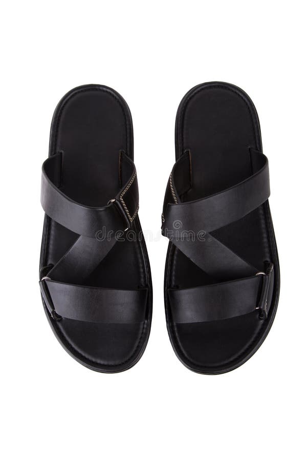 Black Leather Mens Sandals Shoes Stock Image Image of mens, clothing