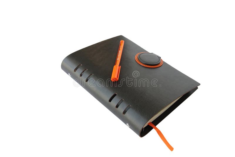 A black leather notebook royalty free stock photos