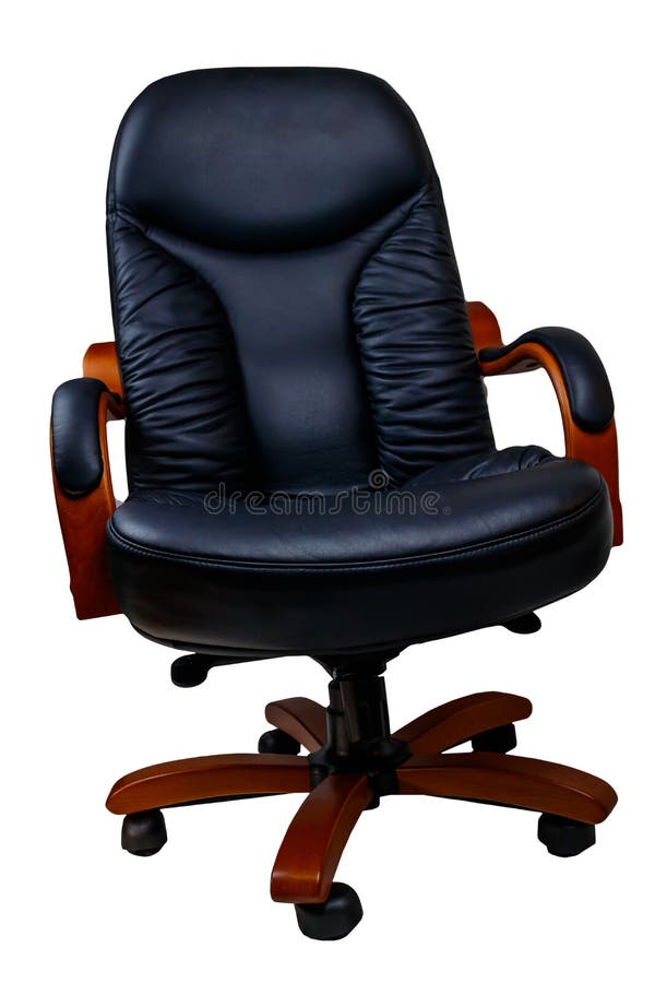 Black Leather Office Armchair Isolated on White Background Stock Photo
