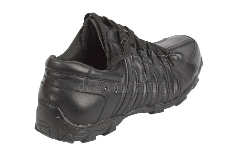 Black leather running shoe stock image. Image of stylish 14411961