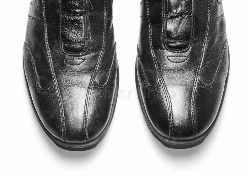 Black Leather Shoes Against White Background Stock Photo Image of