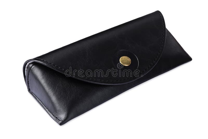 Black Leather Sunglasses Case Isolated on White Stock Image Image of
