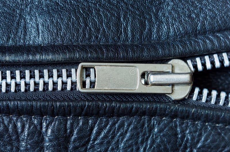Black Leather and zip stock image. Image of hide, lock 32468527