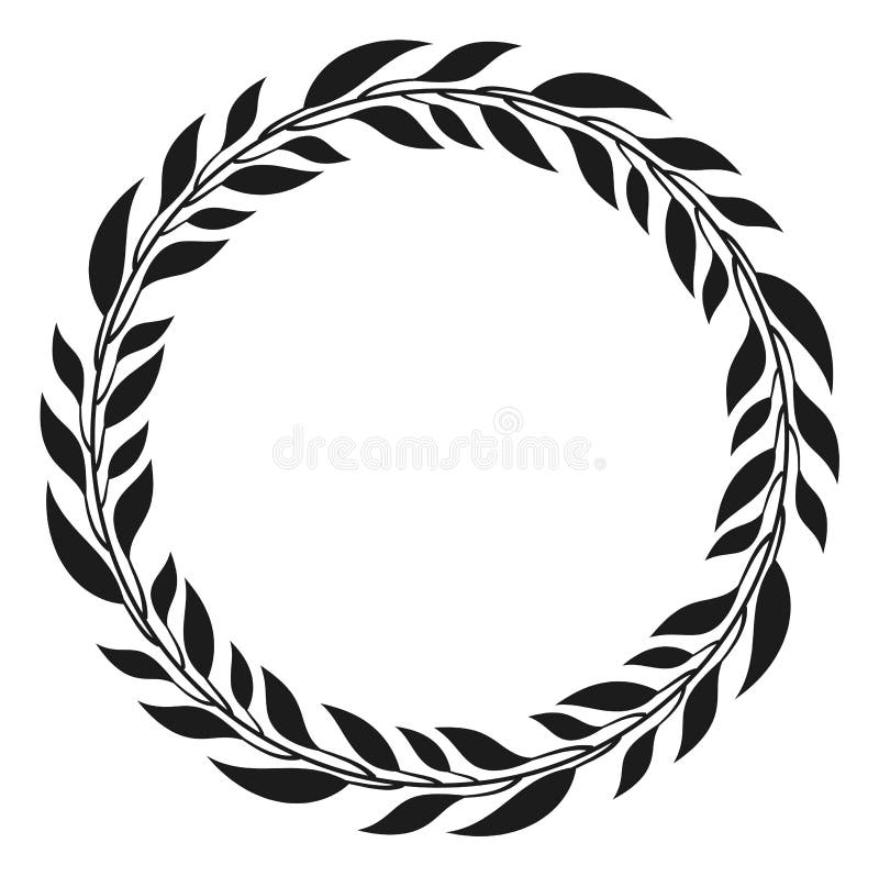 Black leaves round ornament. Decorative retro frame stock illustration