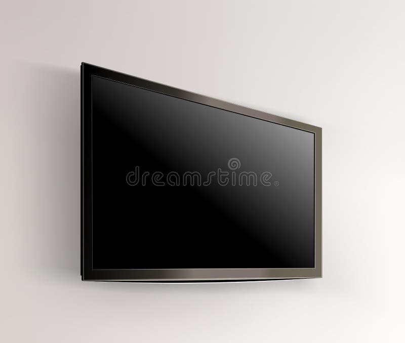 Black LED Tv Television Screen Blank on White Background Stock Vector