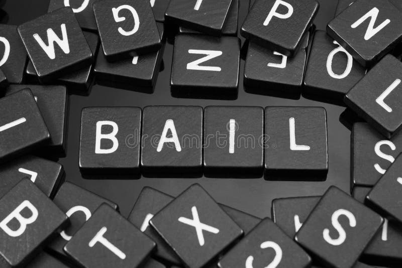 Black letter tiles spelling the word & x22;bail& x22; stock image Black letter tiles spelling the word & x22;bail& x22; stock image