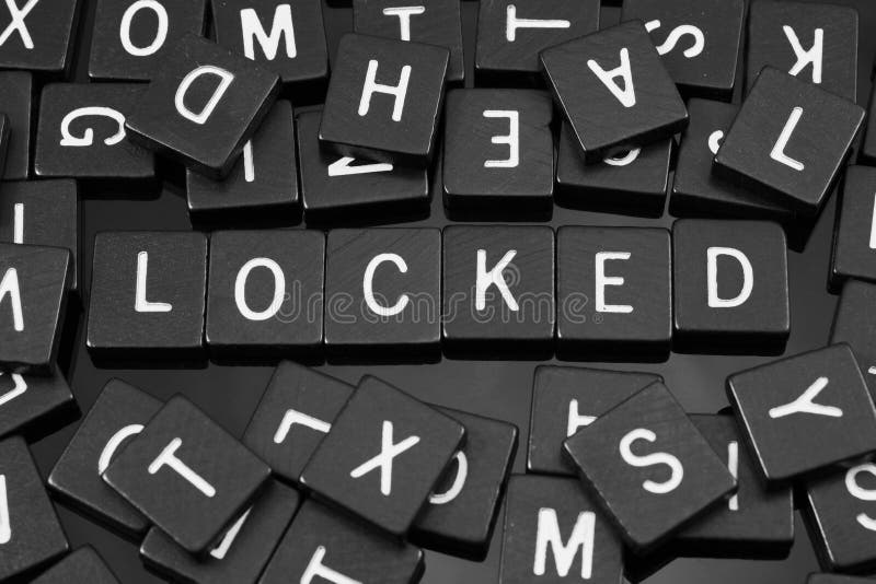 Black Letter Tiles Spelling the Word & X22;locked& X22; Stock Image
