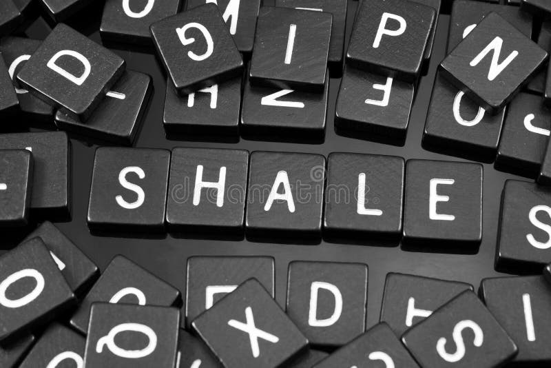 Black Letter Tiles Spelling the Word & X22;shale& X22; Stock Photo