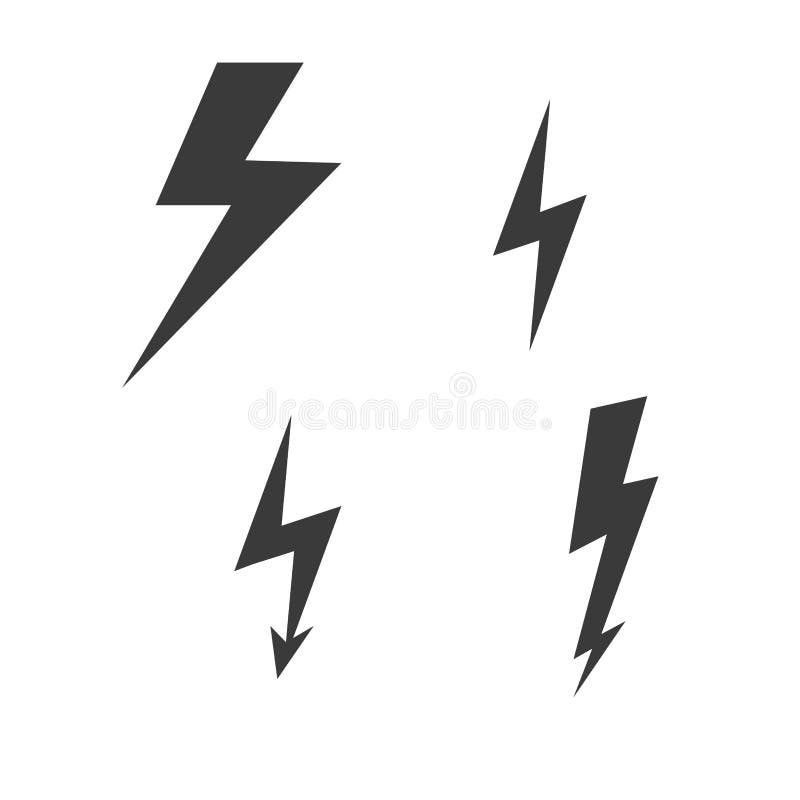 Black lightning bolt set stock vector. Illustration of design 257014294
