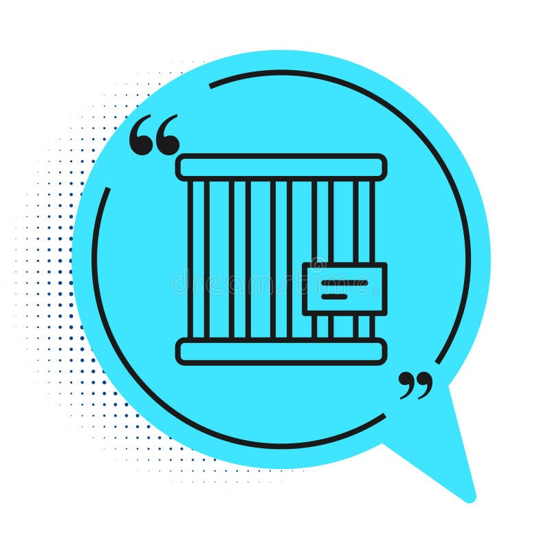 Black line animal cage icon isolated on white background blue speech bubble symbol vector ilustração stock