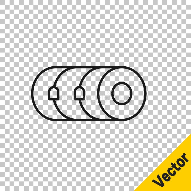 Black Line Blanket Roll Icon Isolated on Transparent Background