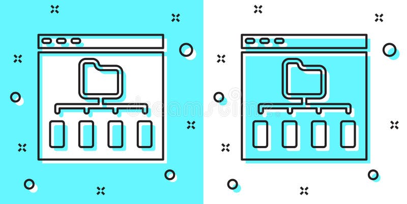 Black line Browser files icon isolated on green and white background. Random dynamic shapes. Vector vector illustration