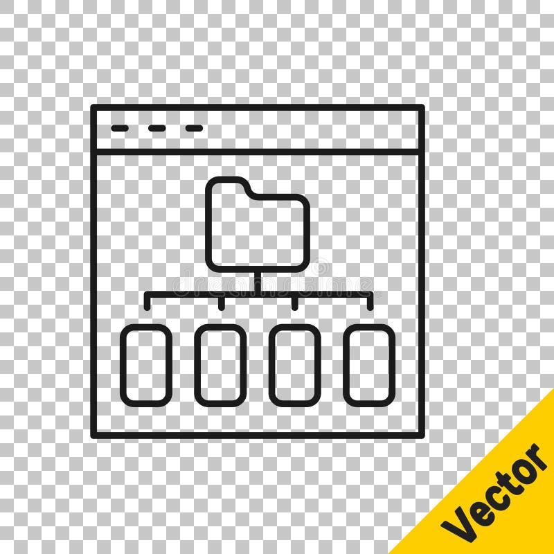 Black line Browser files icon isolated on transparent background. Vector vector illustration