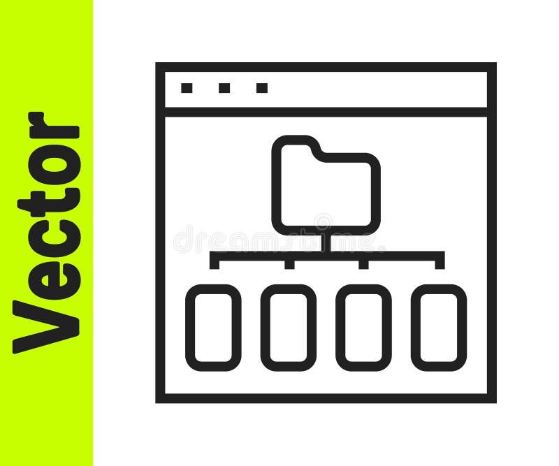Black line Browser files icon isolated on white background. Vector vector illustration