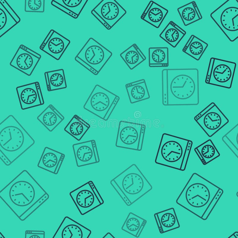 Black line Browser window icon isolated seamless pattern on green background. Vector vector illustration