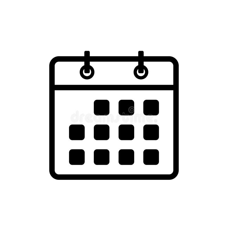 Calendar Black Line Icon Clip Art Vector Illustration Stock