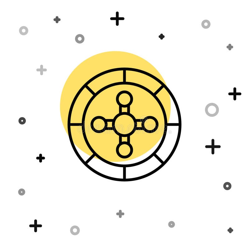 Black line casino roulette wheel icon isolated on white background random dynamic shapes vector ilustração royalty free