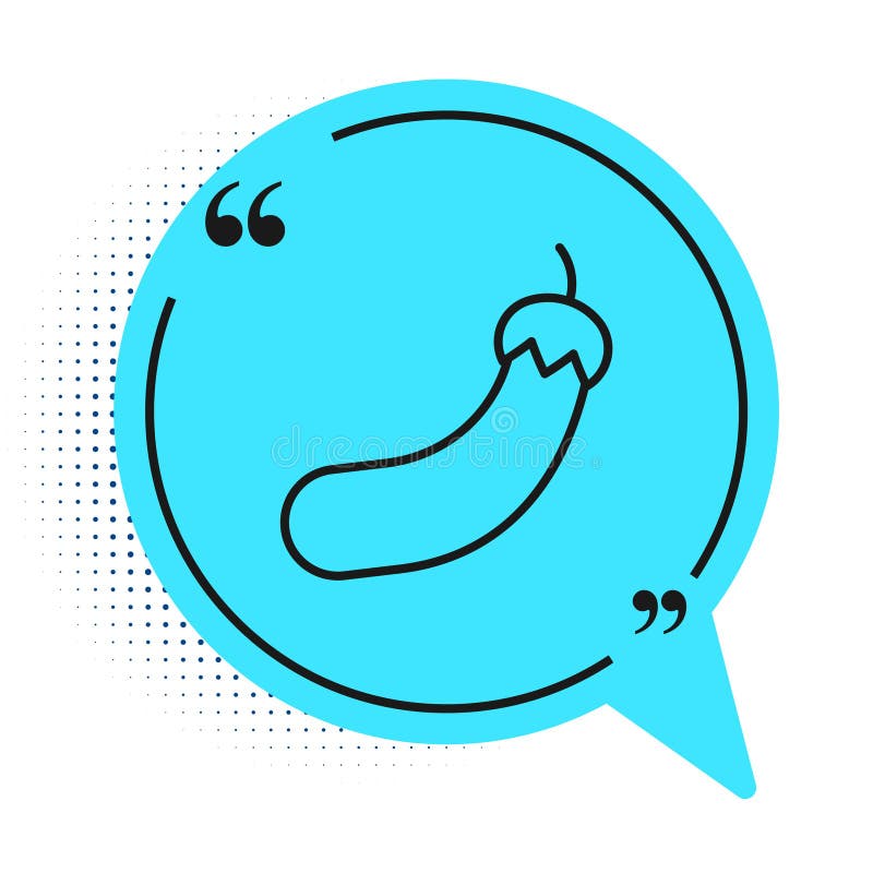 Black line eggplant icon isolated on white background blue speech bubble symbol vector ilustração do vetor