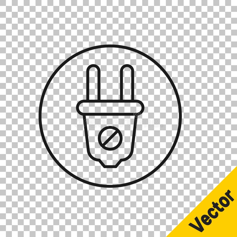 Black line Electric plug icon isolated on transparent background. Concept of connection and disconnection of the royalty free illustration