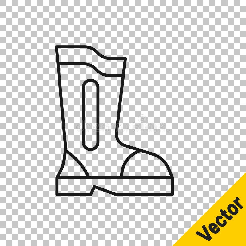 Black line fire boots icon isolated on transparent background vector ilustração stock