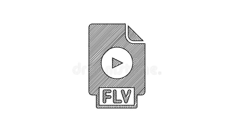Black Line FLV File Document Video File Format. Download Flv Button Icon Isolated on White Background Stock Footage - Video of object, movie: 252003128